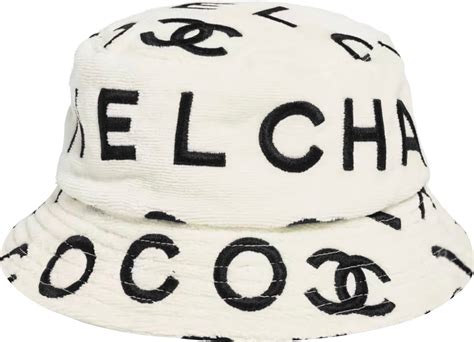 chanel knitted hat|Chanel cotton bucket hat.